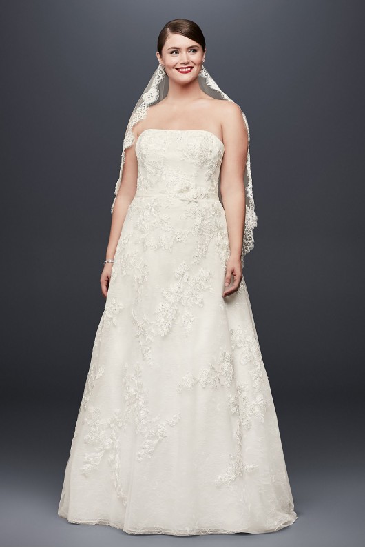 Lace Appliqued Plus Size Wedding Dress and Topper  8CWG790