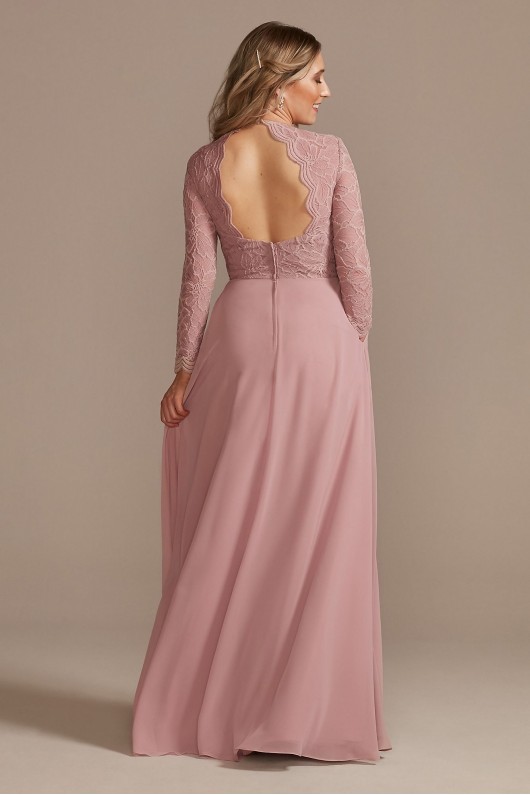 Lace Chiffon Long-Sleeve Long Bridesmaid Dress F20359