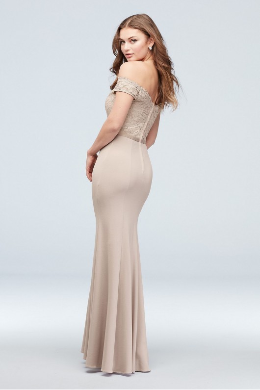 Lace Crepe Off-the-Shoulder Bridesmaid Dress  F20035