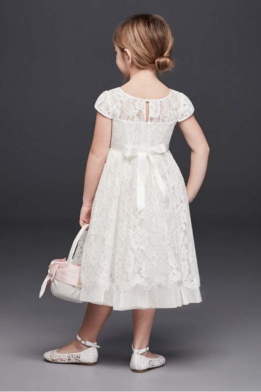 Lace Flower Girl Ball Gown with Illusion Sleeves  RK1381