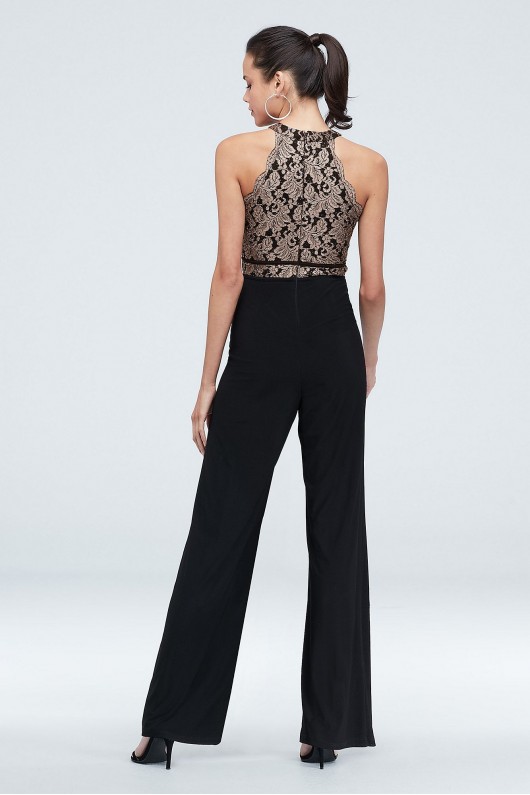 Lace Illusion High-Neck Keyhole Stretch Jumpsuit  21676J