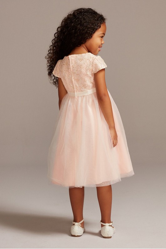 Lace Overlay Cap Sleeve Flower Girl Dress  UF271