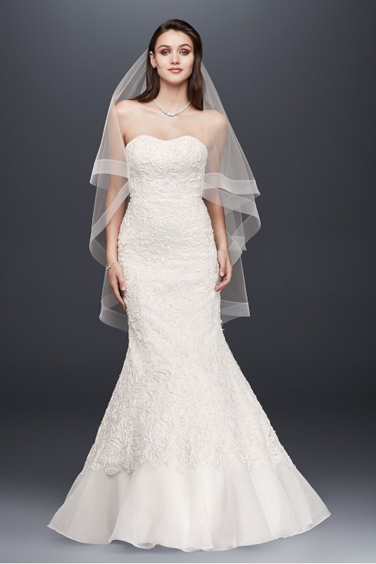 Lace Overlay Charmeuse Wedding Dress with Train  SWG400