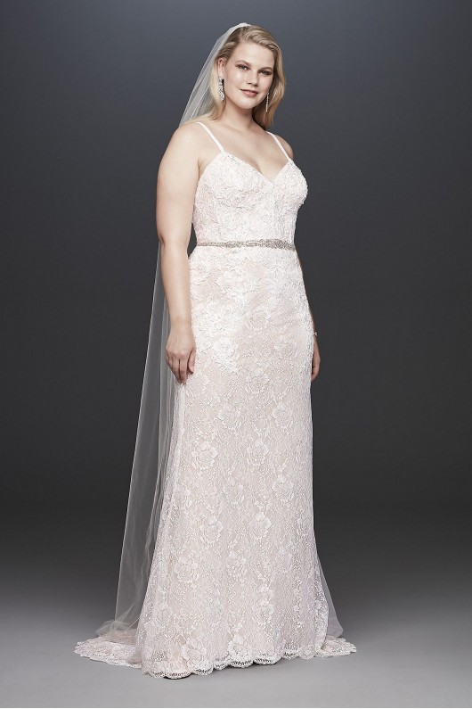 Lace Plus Size Wedding Dress with Crystal Belt  9SWG819