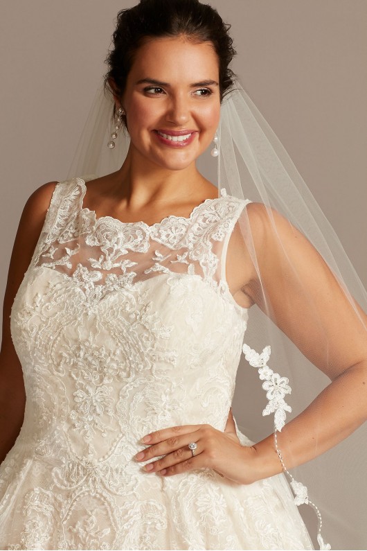 Lace Plus Size Wedding Dress with Pleated Skirt  8CWG780