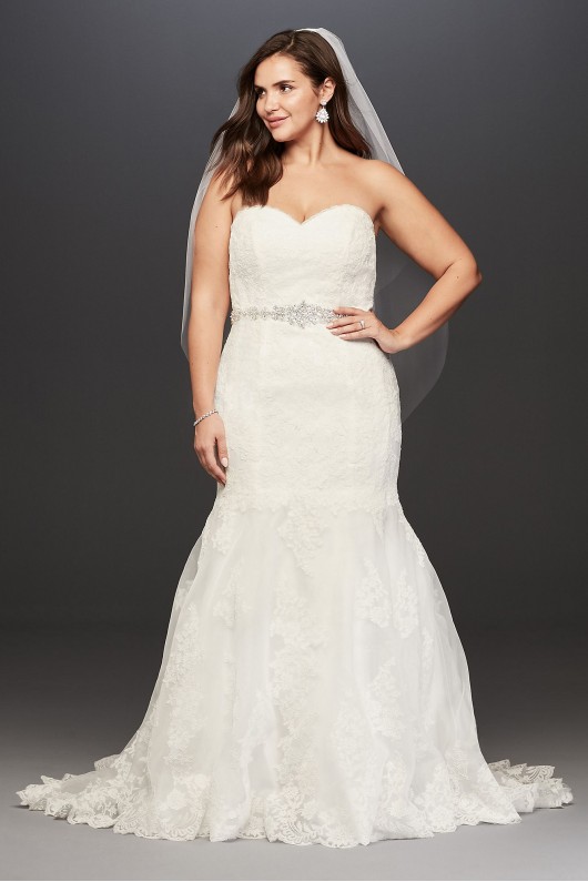 Lace Plus Size Wedding Dress with Scalloped Hem  Collection 9V3680