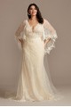 Lace Plus Size Wedding Dress with Trimmed Capelet Melissa Sweet 8MS251224