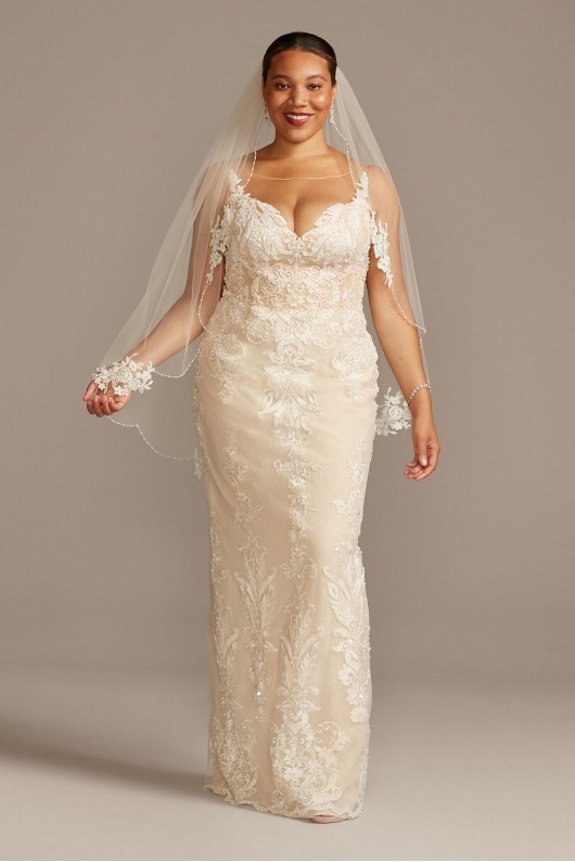 Lace Plus Size Wedding Dress with Tulle Overskirt  8CWG850