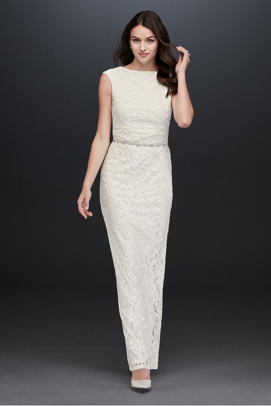 Lace Sheath Dress with Back Slit Marina 263599D