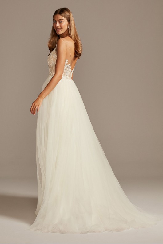 Lace Sheath Wedding Dress with Tulle Overskirt  CWG850