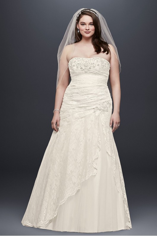 Lace Strapless Plus Size A Line Wedding Dress  Collection 4XL9YP3344