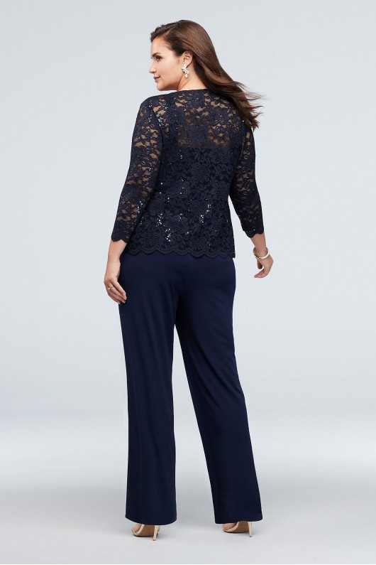 Lace Tank and Jacket Petite Plus Size Pantsuit Onyx 850176