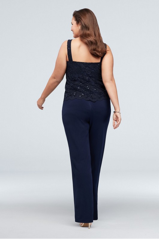 Lace Tank and Jacket Petite Plus Size Pantsuit Onyx 850176