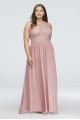 Lace and Chiffon Plus Size Gown with Geo Neckline City Triangles 3622GF1W