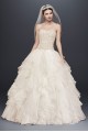 Lace and Ruffled Organza Petite Wedding Dress  7NTCWG568