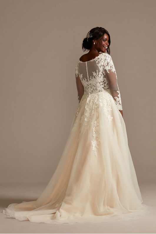 Lace and Tulle Long Sleeve Ball Gown Wedding Dress  Collection 9SLWG3861