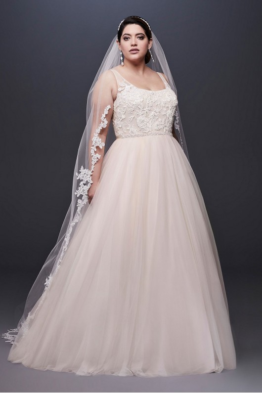 Lace and Tulle Plus Size Wedding Dress with Ribbon  Collection 9NTWG3905