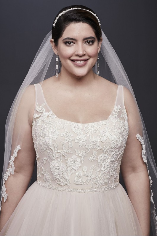 Lace and Tulle Plus Size Wedding Dress with Ribbon  Collection 9NTWG3905