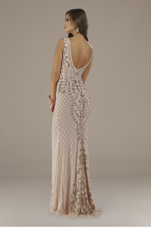 Lara Evita V-Back Beaded Mermaid Gown Lara 29539