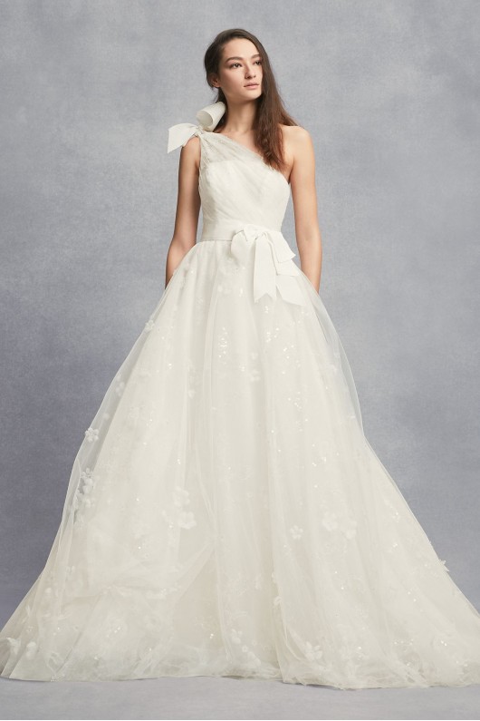 Layered Tulle One-Shoulder A-Line Wedding Dress VW351432