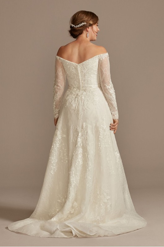 Leafy Applique Lace Off the Shoulder Wedding Dress  CWG891