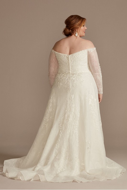 Leafy Lace Off Shoulder Plus Size Wedding Dress  8CWG891