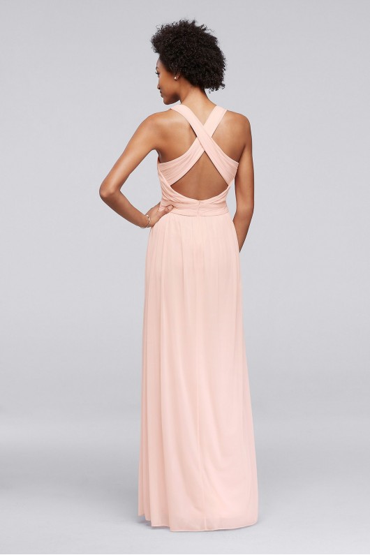 Long Bridesmaid Dress with Crisscross Back Straps  W10974