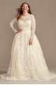 Long Sleeve Beaded Lace Tall Plus Wedding Dress  4XL8SLCWG780