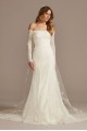 Long Sleeve Off Shoulder Sequin Lace Wedding Dress  SWG874