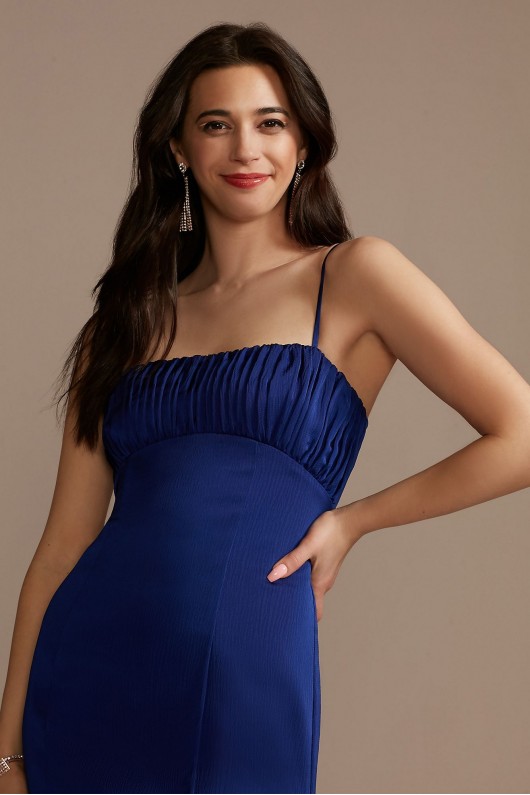 Long Slip Dress with Shirred Bodice Aidan Mattox MN1E205500