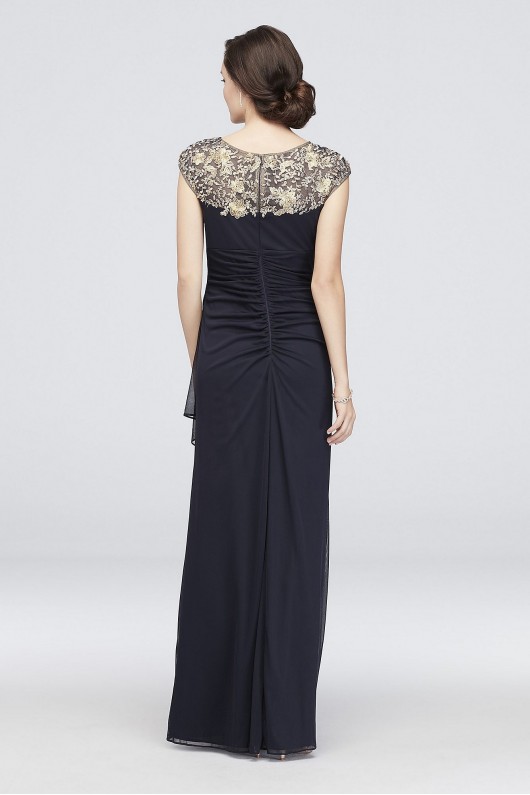 Matte Jersey Dress with Metallic Embroidered Yoke Xscape 1866X