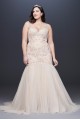 Mermaid Beaded Floral Lace Plus Size Wedding Dress  8CWG832