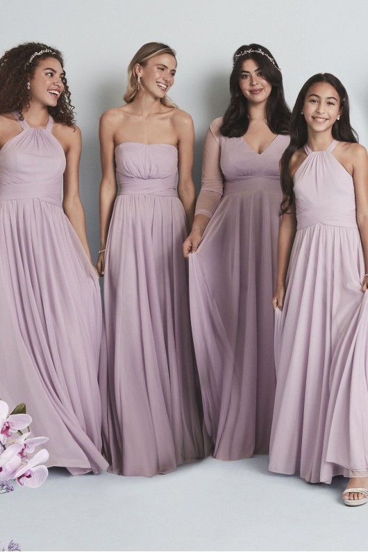 Mesh Illusion Long Sleeve Bridesmaid Dress  F20170