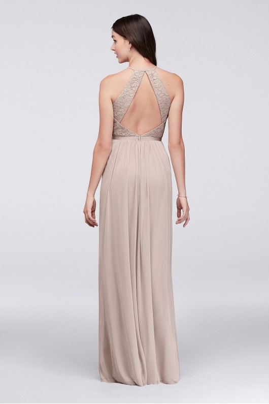 Mesh Open-Back Lace Bridesmaid Dress  F19608