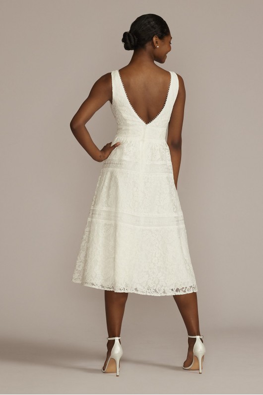 Midi-Length Lace V-Neck Dress with Banded Trim DB Studio SDWG1083