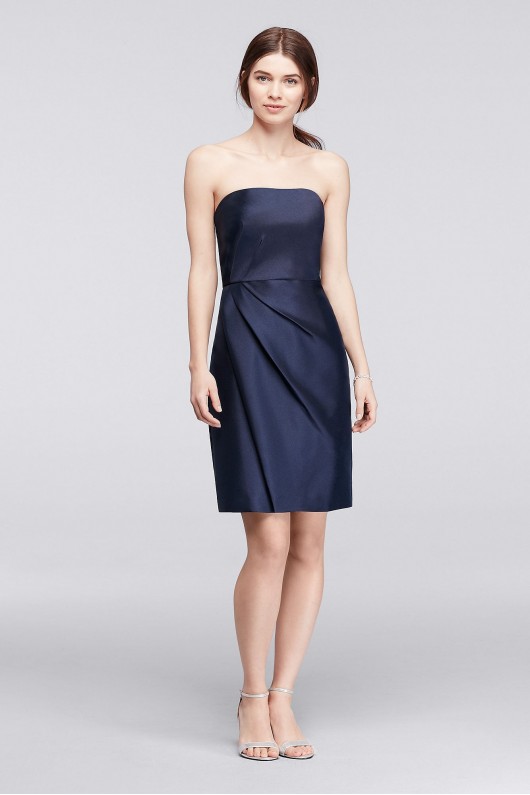 Mikado Short Bridesmaid Dress with Side Pleats  F19225