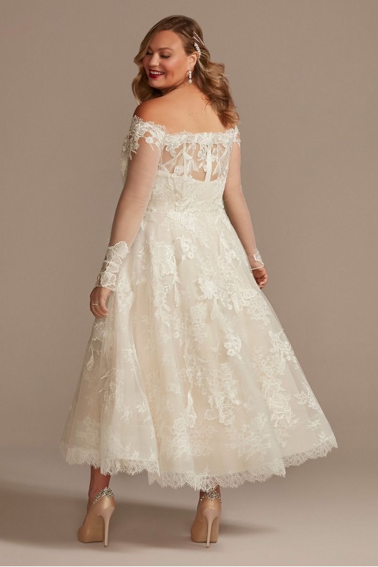 Off Shoulder Applique Plus Size Wedding Dress  8CWG902