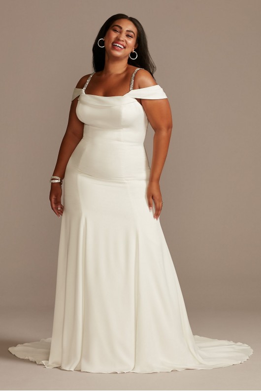 Off Shoulder Cowl Neck Plus Size Wedding Dress DB Studio 9WG4030