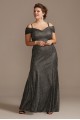 Off Shoulder Metallic Plus Size Gown with Godets  5759W