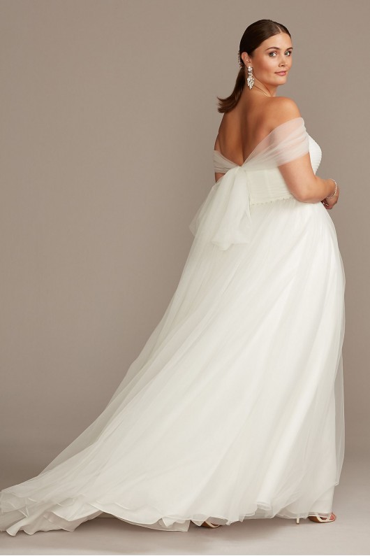 Off Shoulder Pleated Tulle Plus Size Wedding Dress  Collection 9WG3976