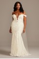 Off Shoulder Plunging Tall Plus Lace Wedding Dress  4XL9SWG855