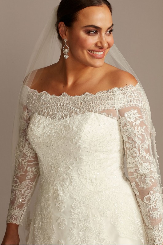 Off-The-Shoulder Plus Size A-Line Wedding Dress  8CWG765