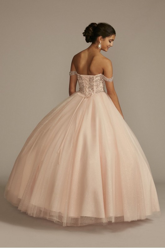 Off-the-Shoulder Beaded Quince Ball Gown Fifteen Roses FR2201