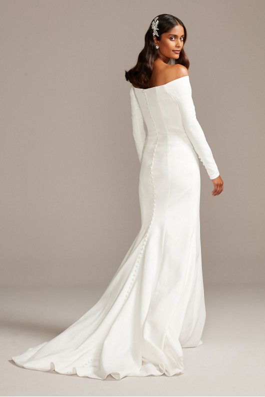 Off-the-Shoulder Buttoned Back Crepe Wedding Dress  Collection WG3990