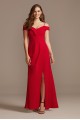 Off the Shoulder Fold Seamed Gown with Slit Morgan and Co 21927