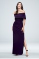 Off-the-Shoulder Foldover Ruched Gown with Slit Marina 262954D