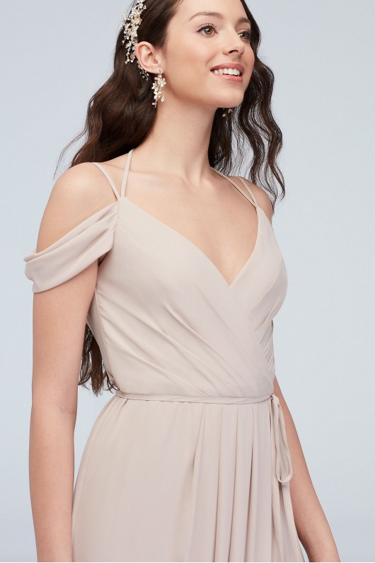 Off-the-Shoulder Georgette Wrap Bridesmaid Dress  F20038