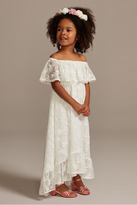 Off-the-Shoulder Lace Flower Girl Dress  OP274