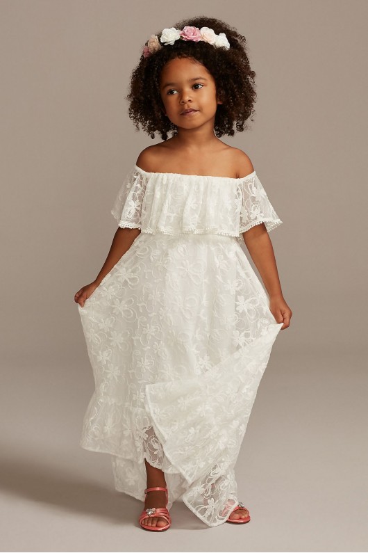 Off-the-Shoulder Lace Flower Girl Dress  OP274