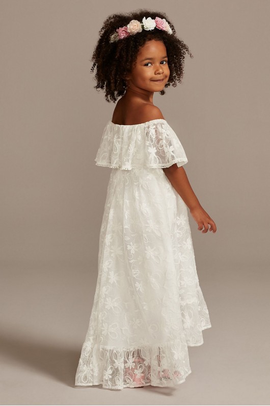 Off-the-Shoulder Lace Flower Girl Dress  OP274